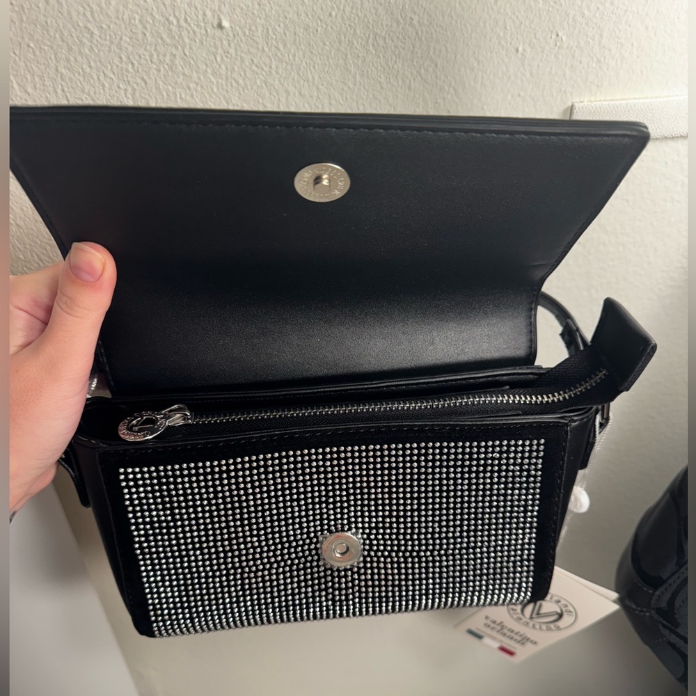Valentino Orlandi Rhinestone crossbody vegan leather silver tone hardware NWT - Picture 9 of 14